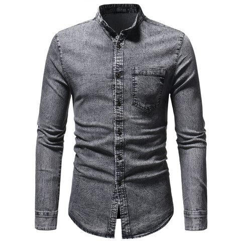 2019 Men Fashion Casual Long Sleeved Denim Shirt Slim Fit Male Social Business Dress Shirt Brand Men Clothing Soft Comfortable X