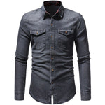 2019 Men Fashion Casual Long Sleeved Denim Shirt Slim Fit Male Social Business Dress Shirt Brand Men Clothing Soft Comfortable X