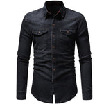 2019 Men Fashion Casual Long Sleeved Denim Shirt Slim Fit Male Social Business Dress Shirt Brand Men Clothing Soft Comfortable X