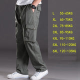 spring summer casual pants male big size 6XL Multi Pocket Jeans oversize Pants overalls elastic waist pants plus size men