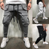 Casual Fitness Male Sportswear Tracksuit Sweatpants Men Pants Trendy Men's Hip Hop Pants Mens Joggers Solid Multi-pocket Pants